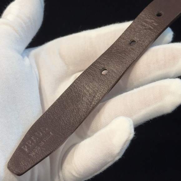 Vintage PRADA Women's Brown Leather Resin Chain Waist Belt 70/28 - Picture 11 of 13